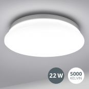 LE Deckenlampe 24W, LED Deckenleuchte IP54 Wasserfest, 4000K 2200LM Badezimmer Lampe, Rund Badlampe Decke, ideal für Bad Schlafzimmer Flur Küche Wohnzimmer Balkon, Neutralweiß, Ø26.5cm