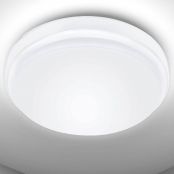 Lepro 24W LED Deckenlampe, LED Deckenleuchte IP54 Wasserfest, 6000K 2200LM Badezimmer Lampe, Rund Badlampe Decke, ideal für Bad Schlafzimmer Flur Küche Wohnzimmer, Kaltweiß, Ø26.5cm