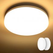 Lepro Deckenlampen [2 Stücke] 15W, LED Deckenleuchte IP54 Wasserfest, 3000K 1500LM Badezimmer Lampe, Rund Badlampe Decke, ideal für Bad Schlafzimmer Flur Küche Wohnzimmer Balkon, Warmweiß, Ø22cm