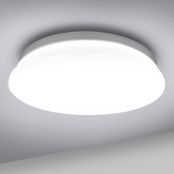 LE Deckenlampe 18W, LED Deckenleuchte Bad 1200LM Ø28cm 5000K für Badezimmer Flur Küche Wohnzimmer Schlafzimmer Balkon Licht, Rund Kaltweiß Badezimmerlampe, LED Panel Flach Lampe, IP20 Badlampe Leuchte