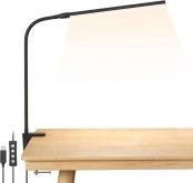 Lepro LED Schreibtischlampe Klemmbar, Tischlampe Architektenlampe mit Schwenkarm, Augenschutz Klemmleuchte USB, 3 Farben & 10 Helligkeitsstufen Dimmbar Tischleuchte für Büro, Schwarz