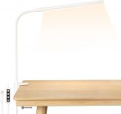 Lepro LED Schreibtischlampe Klemmbar, Tischlampe Architektenlampe mit Schwenkarm, Augenschutz Klemmleuchte USB, 3 Farben & 10 Helligkeitsstufen Dimmbar Tischleuchte für Büro, Weiß