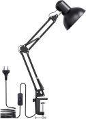 Lepro Schreibtischlampe Retro, Klemmbare Tischlampe E27, LED Büro Leselampe Nachttischlampe Verstellbare, Gelenk-Arm, schwenkbar, Tageslichtlampe Schreibtisch leuchte, HxBxT: 38 x 15 x 27cm, Schwarz