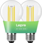 Lepro Energieklasse A E27 LED Warmweiss, 3.8W 806 Lumen Glühbirne E27, Nicht Dimmbar, A60 Led Birne, 2700 Kelvin Warmweiß, 300° Abstrahlwinkel Energiesparlampe, ersetzt 60W Leuchtmittel, 2 Stück