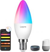 Lepro AI Smart Glühbirne BC1, 4.9W 470LM Glühbirne E14 Dimmbar, Personalisierter KI-Lichtdesigner, RGB+CCT, Kompatibel mit Alexa/Google, Sprachsteuerung/Musik Sync, WiFi & Bluetooth, 1 Stück