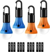 Lepro Campinglampe, Tragbare Zeltlampe, LED Camping Laterne, Camping Licht, Glühbirne Set-Notlicht 4 Stück für Camping Abenteuer Angeln Garage Notfall Stromausfall, 12 AAA Batterien enthalten