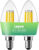 Lepro Energieklasse A E14 LED warmweiss Lampe 2.2W 470 Lumen C35 2700K Warmweiß LED Glühbirne, entspricht 40W Glühlampe, 300° Abstrahlwinkel Nicht Dimmbar Energiesparlampe, 2er-Pack