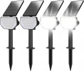 Lepro Solarlampen für Außen Garten, IP65 Solarleuchten mit Drehbaren Solar Panel, 2-in-1 Solar Strahler Außen mit 2 Beleuchtungsmodi, Solar Wegeleuchten für Gärten, Eingang, Garage, 4 Stück Kaltweiß