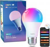 Lepro AI Smart Glühbirne B2, E27 Glühbirne 10W 1100lm Dimmbar, KI-Lichtdesign-Assistent, Sprachsteuerung/Musik Sync, WiFi & Bluetooth Smart Bulb, Kompatibel mit Alexa/Google Assistant