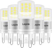 Lepro G9 LED Lampe, 3.8W 470 Lumen G9 Glühbirne, Kein Flackern und 6000k Kaltweiß G9 LED Leuchtmittel Birne Ersatz 40W G9 Halogenlampe, 300° Abstrahlwinkel, Nicht Dimmbar 5er Pack
