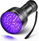 Lepro UV Schwarzlicht Taschenlampe mit 51 LEDs, UV Lampe HD51 Haustiere Urin-Detektor Ultraviolettes Licht mit 395nm für Eingetrocknete Flecken Ihrer Hunde, Katzen und Nagetiere auf Teppichen