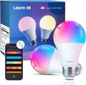 Lepro AI Smart Glühbirne B1, E27 Lampe 8.5W 806lm Dimmbar, Personalisierter KI-Lichtdesigner, Sprachsteuerung/Musik Sync, WiFi & Bluetooth Smart Bulb, Kompatibel mit Alexa/Google Assistant, 2 Stück