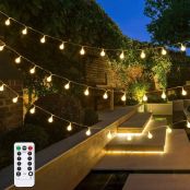 LE 50er LED Kugel Lichterkette 5M Warmweiss Dimmbar, Batteriebetrieben mit Fernbedienung, 8 Lichtmodi, Zeitschaltuhr und Merkfunktion, ideale für Innen, Hochzeit, Party Deko usw.mmer, Party Deko usw.