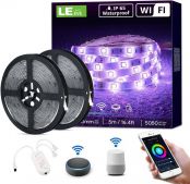 LE Smart LED Strip Outdoor, 10M, 2x5M, LED Streifen Wifi, RGB 300 LEDs, IP65 Wasserdicht Wlan LED Band, LED Lichtband Außen, Lichterkette Leiste Kompatibel mit Alexa, App, Google Home