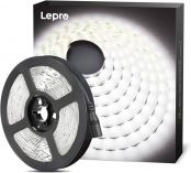 Lepro LED Strip Kaltweiß, 5M LED Streifen 12V Selbstklebend, LED Band mit 300 Stück 2835 LEDs, 6000K 2300 Lumen Weiß Dimmbar Leiste, Kaltweiss DIY Lichtband für Innen Heim Küche Deko,Kein Netzteil