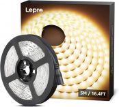 Lepro LED Strip Warmweiss, 5M LED Streifen 12V Selbstklebend, Band mit 300 Stück 2835 LEDs 2300 Lumen, 3000K Warmweiß Leiste, Weiß DIY Lichtband für Innen Heim Küche Deko, kein Netzteil