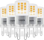 Lepro G9 LED Lampe, 3.8W 470 Lumen G9 Glühbirne, Kein Flackern und 2700k Warmweiß G9 LED Leuchtmittel Birne Ersatz 40W G9 Halogenlampe, 300° Abstrahlwinkel, Nicht Dimmbar 5er Pack