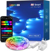 Lepro AI LED Streifen SE1, 20M Smart LED Strip RGB mit App-Sprachbefehle, Musik Sync, Personalisierter KI-Lichtdesigner, kompatibel mit Alexa&Google Assistant, für Party/Zuhause, Keine Fernbedienung