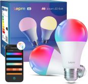 Lepro AI Smart Glühbirne B2, E27 lampe 10W 1100lm Dimmbar, Personalisierter KI-Lichtdesigner, Sprachsteuerung/Musik Sync, WiFi & Bluetooth Smart Bulb, Kompatibel mit Alexa/Google Assistant, 2 Stück