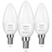 Lepro E14 LED Warmweiss, Glühbirne E14, 4.9W 470 Lumen, ersetzt 40W Glühlampe, C37 2700K Warmweiß Kerzenleuchten Nicht Dimmbar, 200° Leuchtmittel, 3 Stück